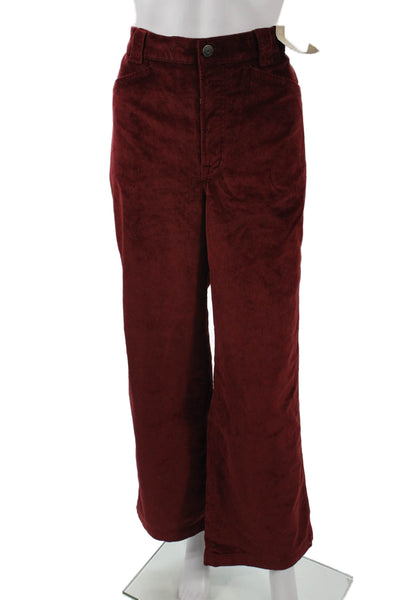 Madewell Womens Red Solid Cotton Modal Elastane Pants Button 28in Size 30