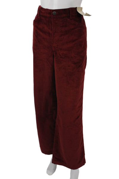 Madewell Womens Red Solid Cotton Modal Elastane Pants Button 28in Size 30