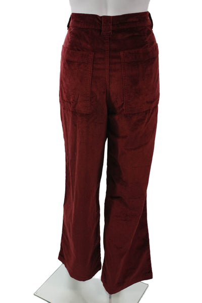 Madewell Womens Red Solid Cotton Modal Elastane Pants Button 28in Size 30