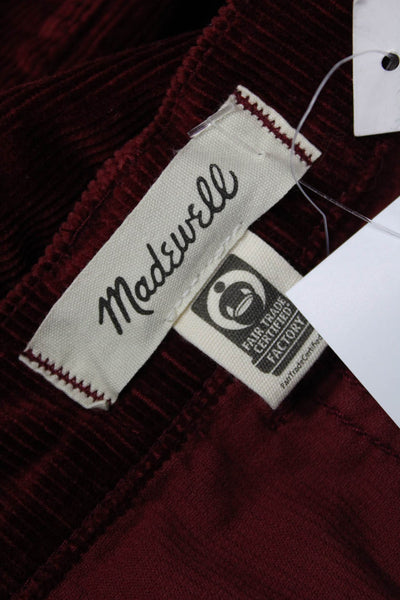 Madewell Womens Red Solid Cotton Modal Elastane Pants Button 28in Size 30
