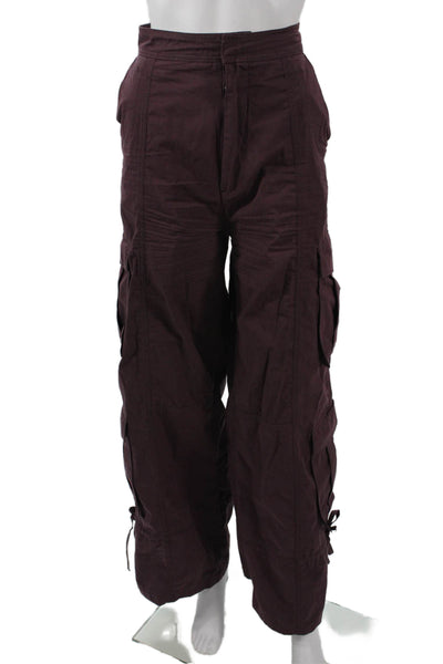 Zara Men Cargo Pants Purple Army 100% Cotton Hook & Eye Size 30