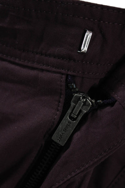 Zara Men Cargo Pants Purple Army 100% Cotton Hook & Eye Size 30
