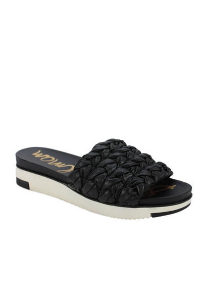 Sam Edelman Womens Leather Ainslie Slide On Sandals Black Size 9 Medium