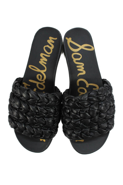 Sam Edelman Womens Leather Ainslie Slide On Sandals Black Size 9 Medium