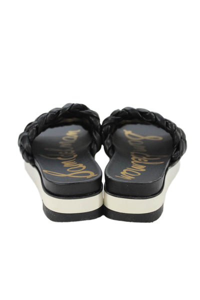 Sam Edelman Womens Leather Ainslie Slide On Sandals Black Size 9 Medium