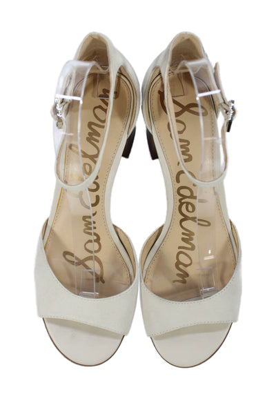 Sam Edelman Womens Suede Ankle Strap Susie Sandal Heels White Size 9 Medium