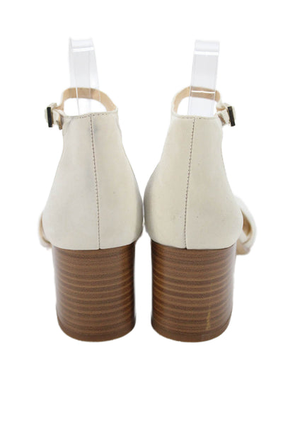 Sam Edelman Womens Suede Ankle Strap Susie Sandal Heels White Size 9 Medium