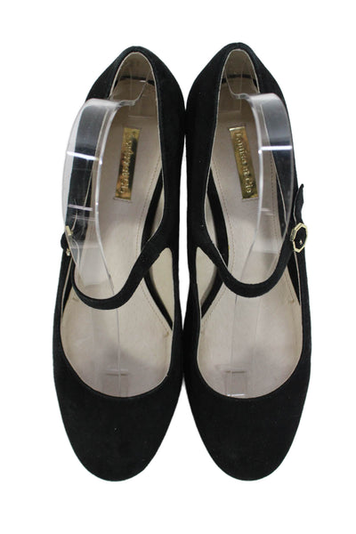 Louise et Cie Womens Suede Mary Jane Pumps Black Size 9.5 Medium
