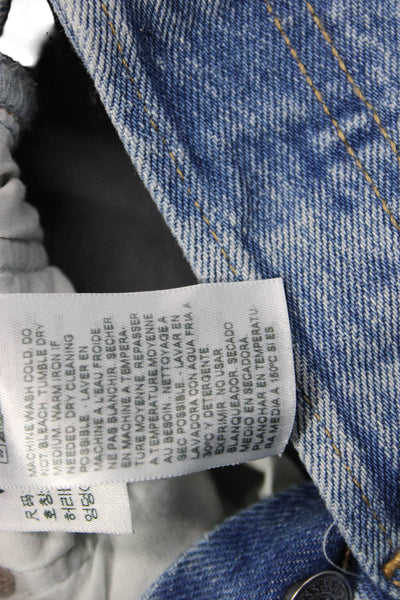 Levis Unisex Cropped Straight Jeans High Rise Blue Button 90s Size 25