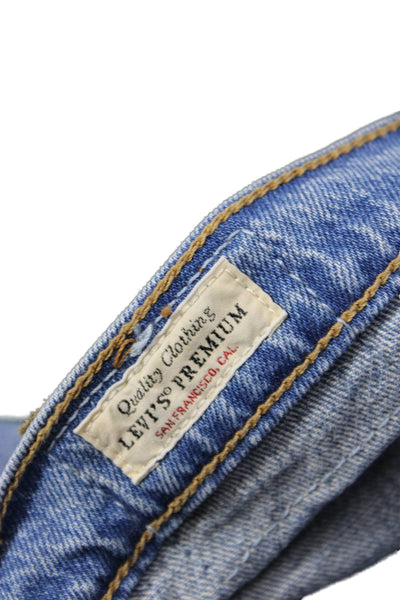 Levis Unisex Cropped Straight Jeans High Rise Blue Button 90s Size 25