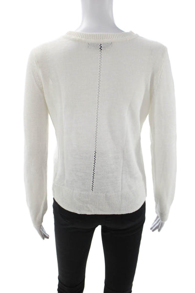 Banana Republic Unisex Pullover Sweater White Crew Neck Long Sleeve Size XS