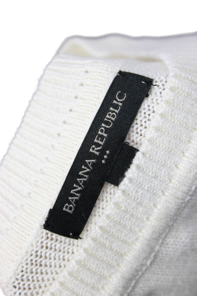 Banana Republic Unisex Pullover Sweater White Crew Neck Long Sleeve Size XS