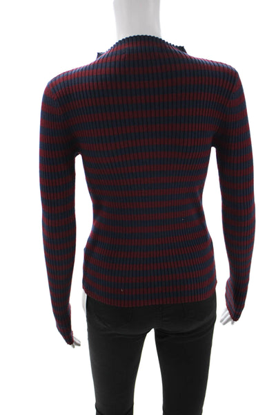 Madewell Unisex Pullover Striped Mock Neck Dark Blue Cotton Size XS