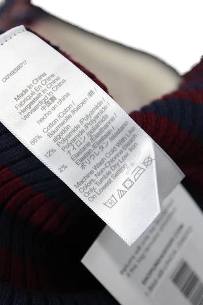 Madewell Unisex Pullover Striped Mock Neck Dark Blue Cotton Size XS