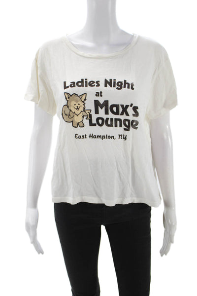 LNA Women Cropped T Shirt White Pima Cotton Short Sleeve Size L