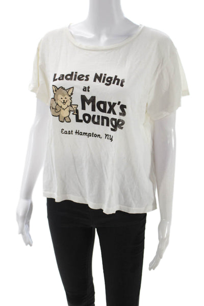 LNA Women Cropped T Shirt White Pima Cotton Short Sleeve Size L
