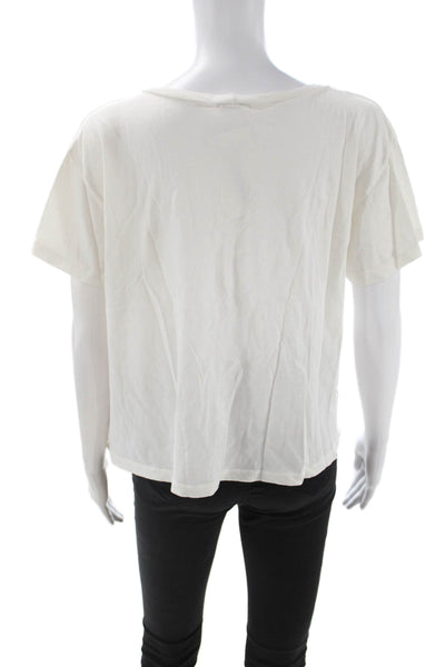 LNA Women Cropped T Shirt White Pima Cotton Short Sleeve Size L