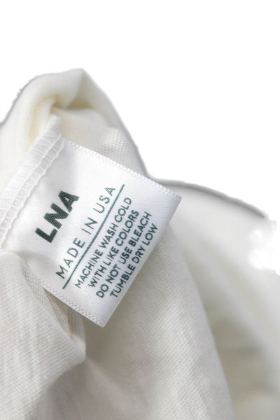 LNA Women Cropped T Shirt White Pima Cotton Short Sleeve Size L