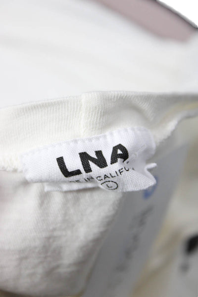 LNA Women Cropped T Shirt White Pima Cotton Short Sleeve Size L