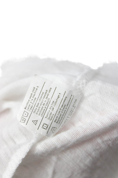 Vince Women Basic T-Shirt White 100% Cotton Long Sleeve Round Neck Size M