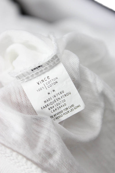 Vince Women Basic T-Shirt White 100% Cotton Long Sleeve Round Neck Size M