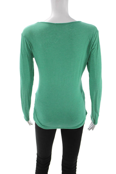 Standard James Perse Womens Basic V-Neck Long Sleeve Green T-Shirt Size 2