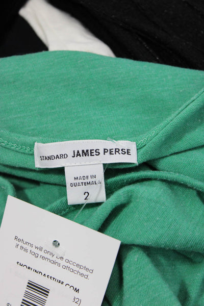 Standard James Perse Womens Basic V-Neck Long Sleeve Green T-Shirt Size 2