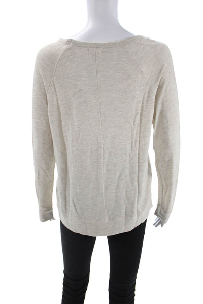 Sundry Womens Pullover Sweatshirt Beige Graphic Round Neck Long Sleeve Size 2