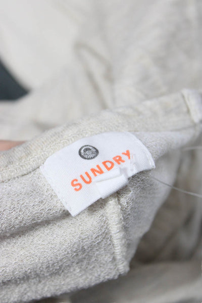 Sundry Womens Pullover Sweatshirt Beige Graphic Round Neck Long Sleeve Size 2