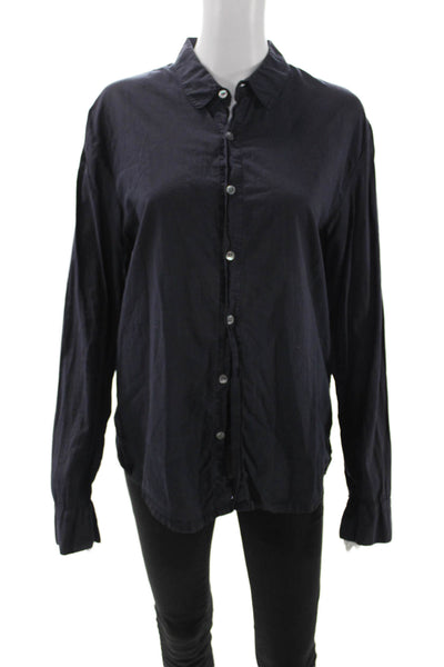 Standard James Perse Women Long Sleeve Button Up Dark Blue Cotton Size 1