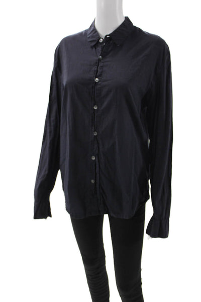 Standard James Perse Women Long Sleeve Button Up Dark Blue Cotton Size 1