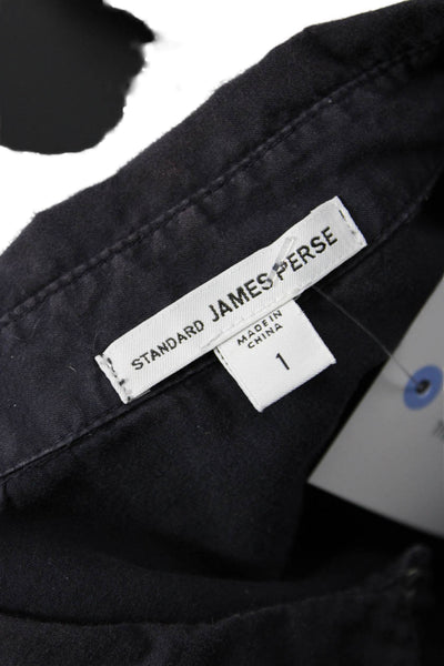 Standard James Perse Women Long Sleeve Button Up Dark Blue Cotton Size 1