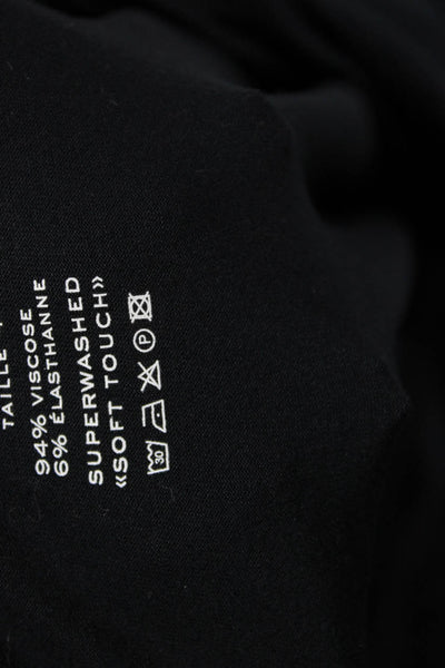 Majestic Filatures Womens Collared Button-Up Black 3/4 Sleeve Viscose Size 4