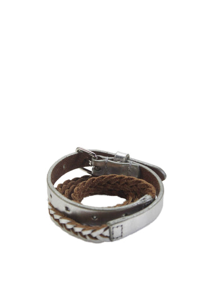 J Crew Womens Leather Braided Skinny Belt Gray Size S