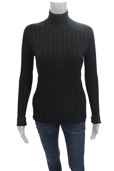 Worth New York Unisex Pullover Striped Mock Neck Black Sweater Size M