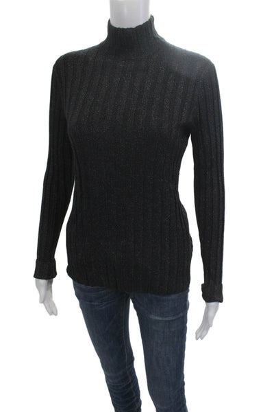 Worth New York Unisex Pullover Striped Mock Neck Black Sweater Size M