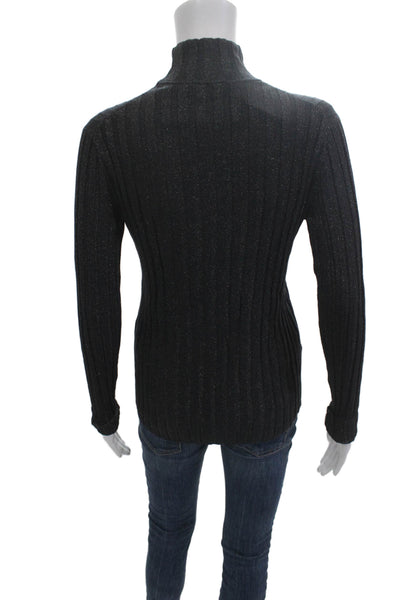 Worth New York Unisex Pullover Striped Mock Neck Black Sweater Size M