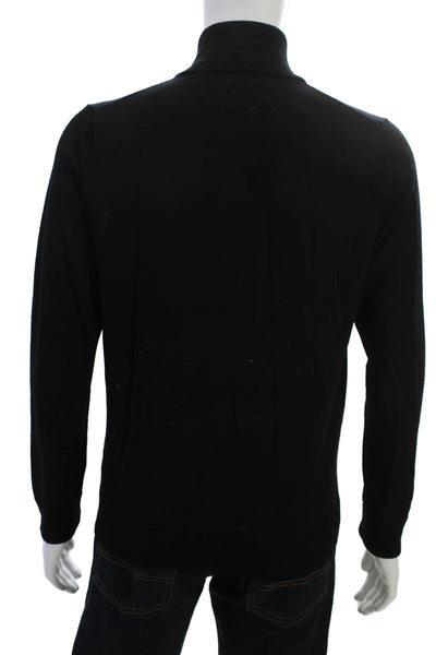 Nordstrom Mens Black Merino Mock Neck Zip Pullover Sweater Size M