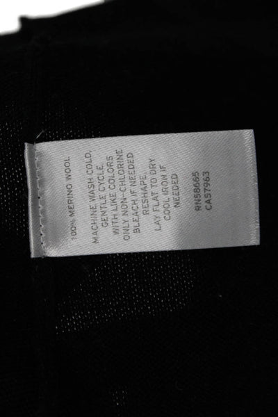 Nordstrom Mens Black Merino Mock Neck Zip Pullover Sweater Size M