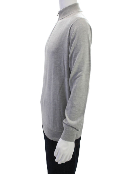 Peter Millar Mens Pullover Gray Mock Neck Zip Merino Lyocell Size M
