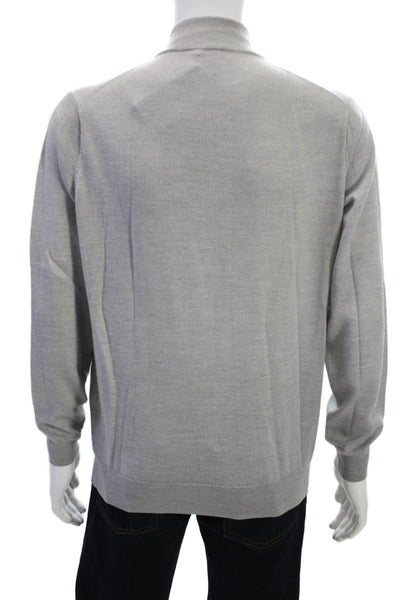 Peter Millar Mens Pullover Gray Mock Neck Zip Merino Lyocell Size M
