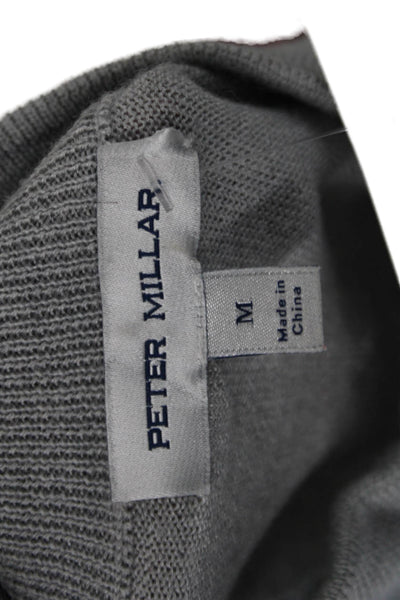 Peter Millar Mens Pullover Gray Mock Neck Zip Merino Lyocell Size M