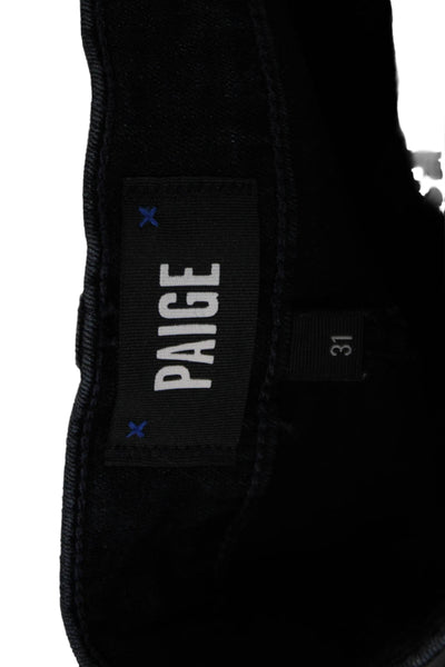 Paige Mens Skinny Ankle Jeans Dark Blue Button Closure Size 31