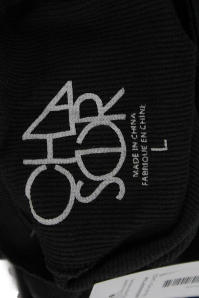 Chaser Womens Graphic Long Sleeve Basic T Shirt Black Crew Neck Size L