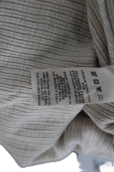 Sundry Womens Basic Beige Long Sleeve Button-Up Top Round Neck Size 2