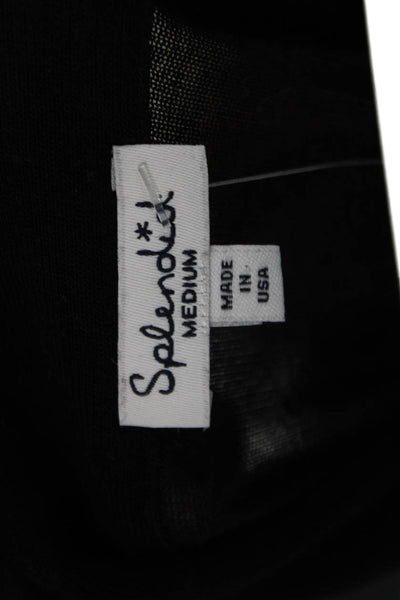 Splendid Women Black Basic Button-Up Long Sleeve Collared Top Size M