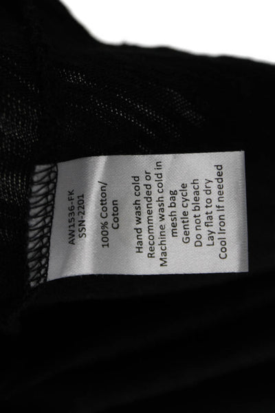 ATM Women Basic Black Cotton Long Sleeve Crew Neck T-Shirt Size M