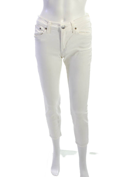 J Crew Women Skinny Ankle Jeans White High Rise Petite Size 27
