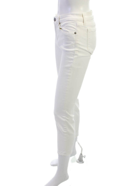 J Crew Women Skinny Ankle Jeans White High Rise Petite Size 27