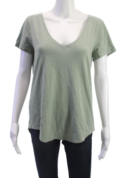 Lululemon Women Basic V-Neck Short Sleeve Green T-Shirt Size 8